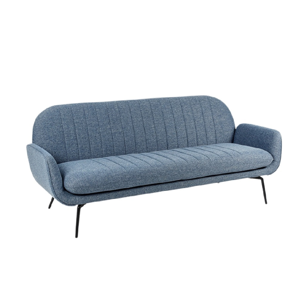 **Sofa w stylu skandynawskim z tkaniny - niebieski, dwa miejsca**